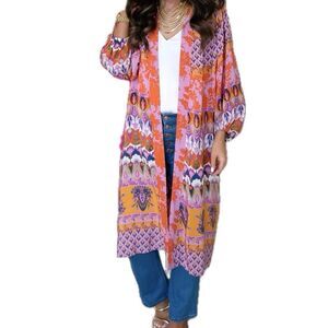 Brooke Webb x Anna & Ava Kimono Colorful Multi-Color One Size Jacket Cover-Up